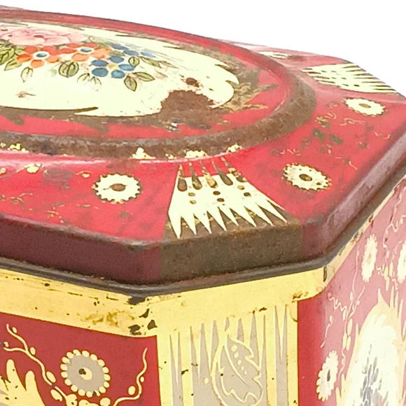 Vintage Gray Dunn Octagonal Floral Biscuit Tin (Scotland, 1853) - Picture 10 of 14